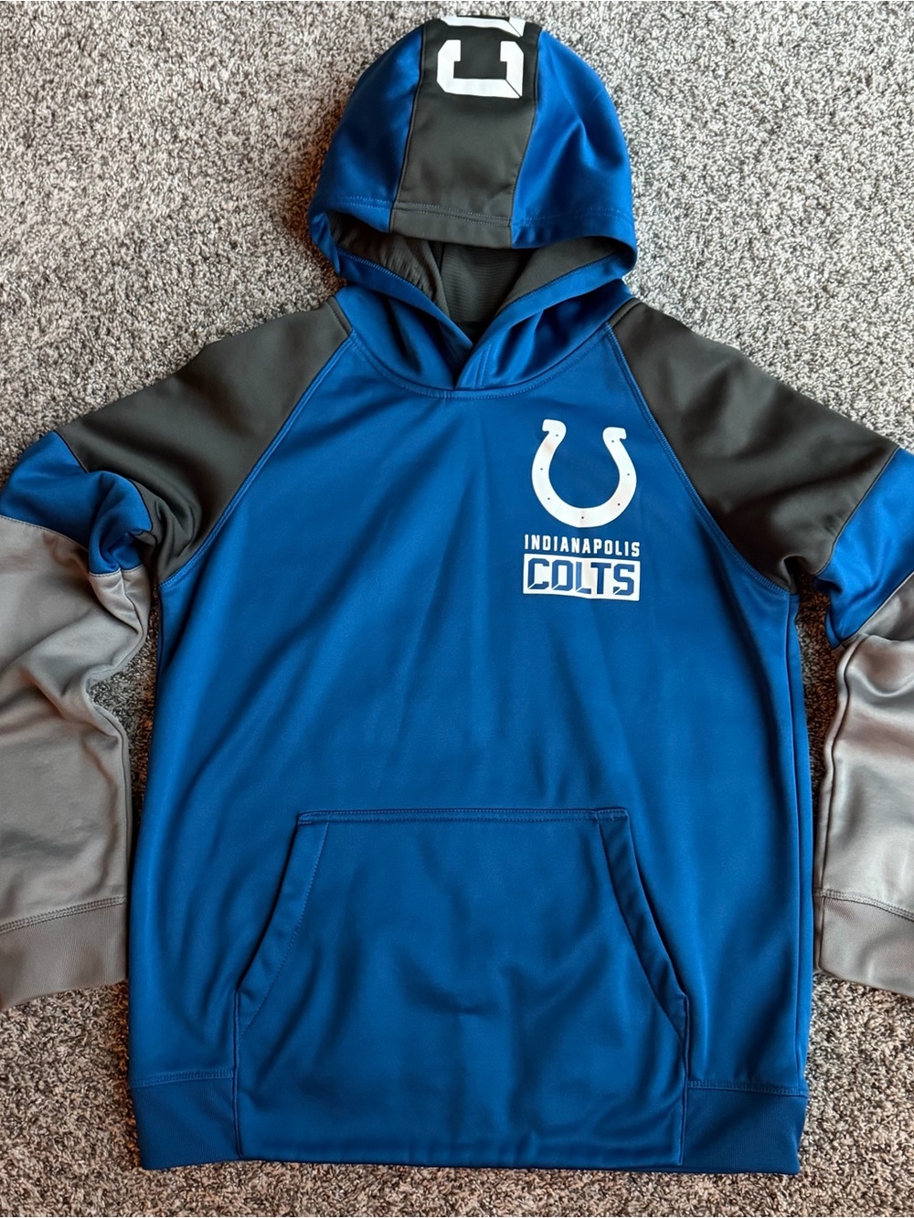Indianapolis Colts Hoodie Youth XL 18/20 NFL Blue Gray Pullover Sweatshirt
